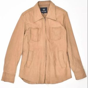 🔥Sexy Vintage LETER HADLEY Light Camel Leather Shirt Jacket*EUC